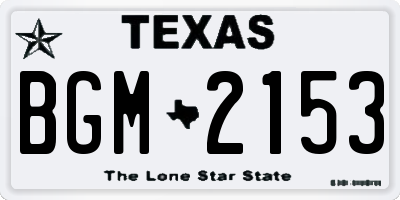 TX license plate BGM2153