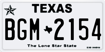 TX license plate BGM2154