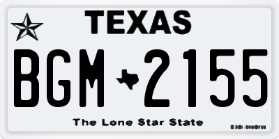 TX license plate BGM2155