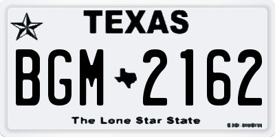 TX license plate BGM2162