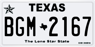 TX license plate BGM2167
