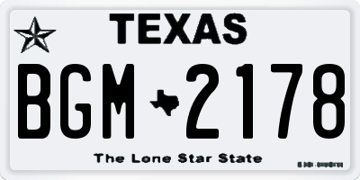 TX license plate BGM2178