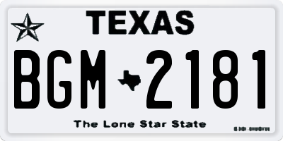 TX license plate BGM2181