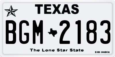 TX license plate BGM2183