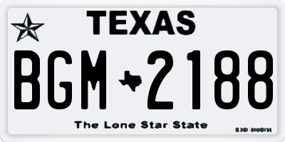 TX license plate BGM2188