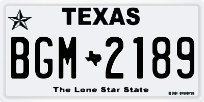 TX license plate BGM2189