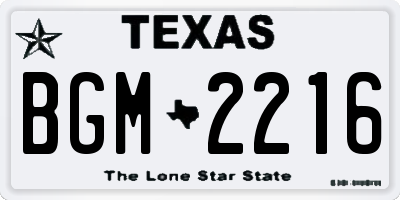 TX license plate BGM2216