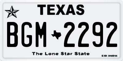 TX license plate BGM2292