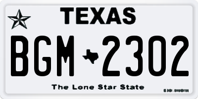 TX license plate BGM2302
