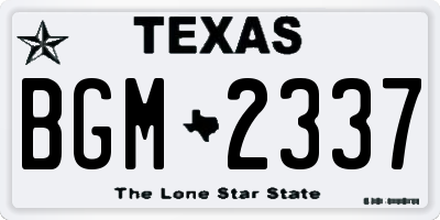 TX license plate BGM2337