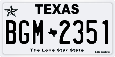 TX license plate BGM2351