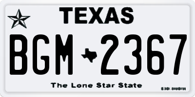 TX license plate BGM2367