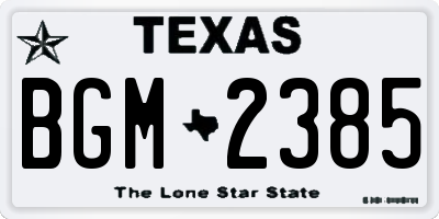 TX license plate BGM2385