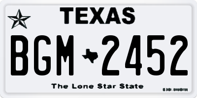 TX license plate BGM2452