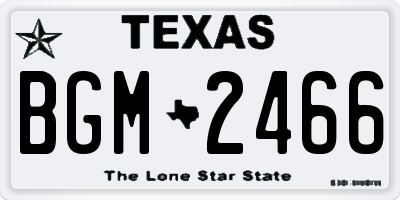 TX license plate BGM2466