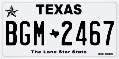 TX license plate BGM2467