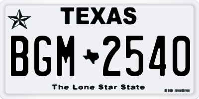 TX license plate BGM2540