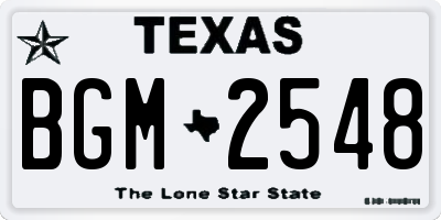 TX license plate BGM2548
