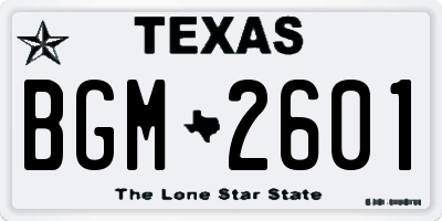 TX license plate BGM2601