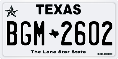 TX license plate BGM2602