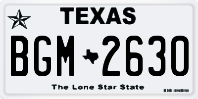 TX license plate BGM2630