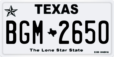 TX license plate BGM2650
