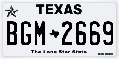 TX license plate BGM2669