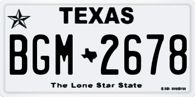 TX license plate BGM2678