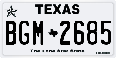 TX license plate BGM2685