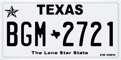 TX license plate BGM2721