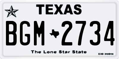 TX license plate BGM2734