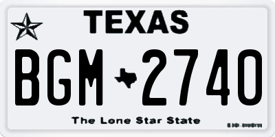 TX license plate BGM2740
