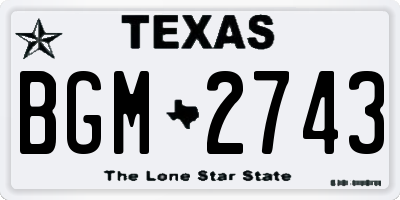 TX license plate BGM2743