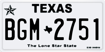 TX license plate BGM2751