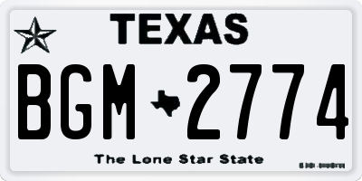 TX license plate BGM2774