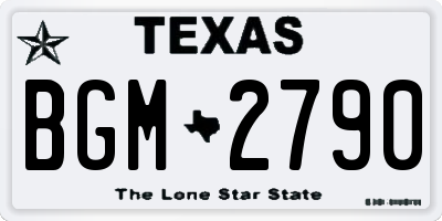 TX license plate BGM2790