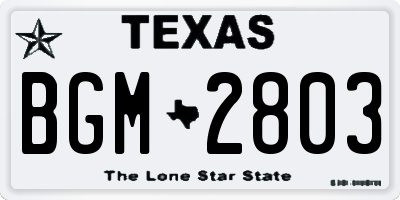 TX license plate BGM2803
