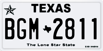 TX license plate BGM2811
