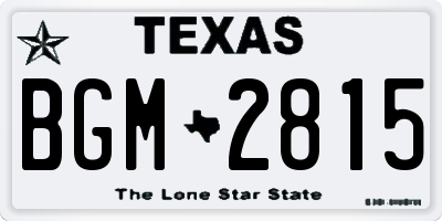TX license plate BGM2815