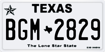 TX license plate BGM2829