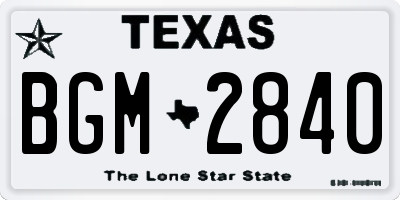 TX license plate BGM2840