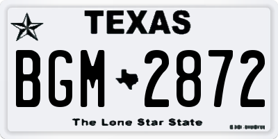 TX license plate BGM2872