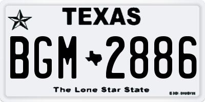 TX license plate BGM2886