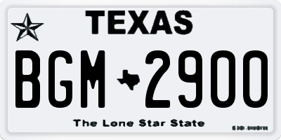 TX license plate BGM2900