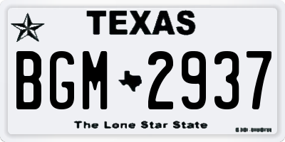 TX license plate BGM2937
