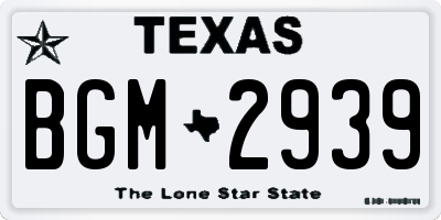 TX license plate BGM2939