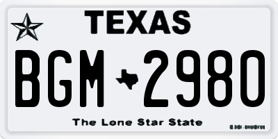 TX license plate BGM2980
