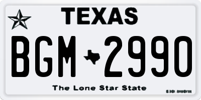 TX license plate BGM2990