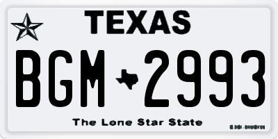 TX license plate BGM2993