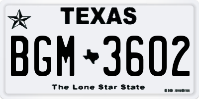 TX license plate BGM3602